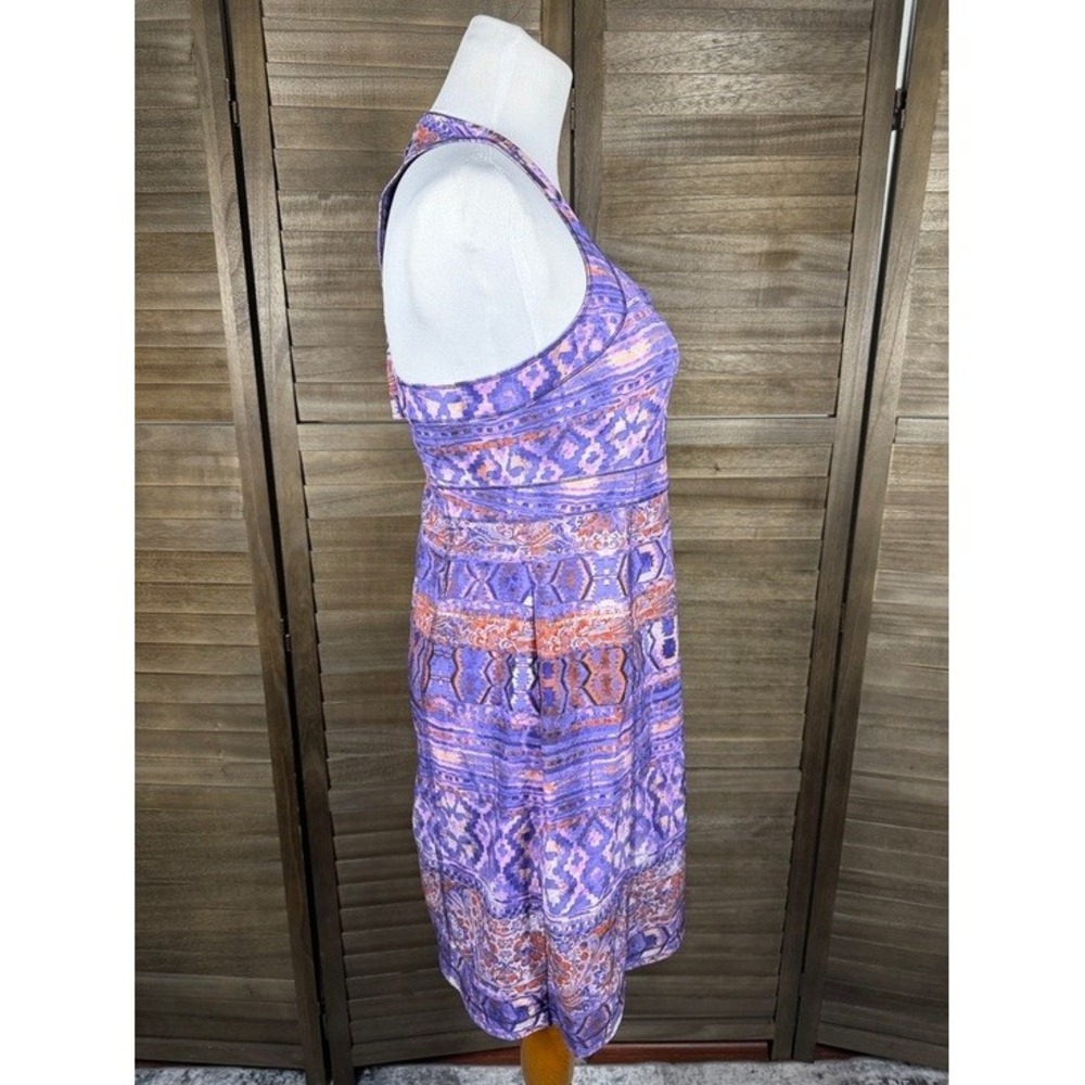 Title Nine Nimblene Halter‎ Dress Purple Ikat Floral Athletic Stretch Size 4 - Picture 7 of 12